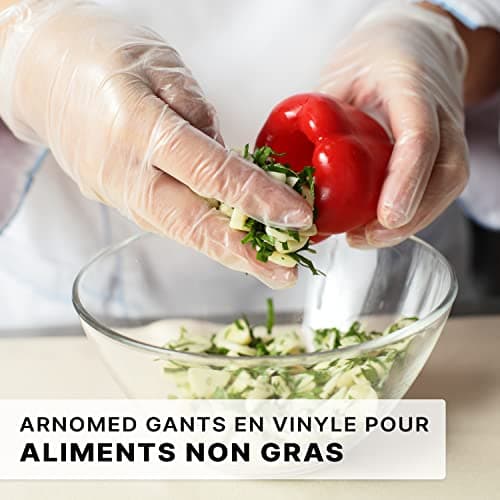 Gants jetables ARNOMED en vinyle S, 100 pièces/boîte, gant non poudre, gants jetable, gants vinyle, boite de gants jetables, gants en vinyle disponibles en tailles S, M, L & XL, gant hygiene