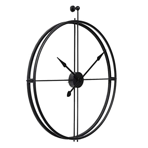 LW Collection Horloge Murale Alberto Noir 80 cm - Grande Horloge Murale Industrielle en Métal - Horloge Murale Moderne - Mouvement Silencieux - Horloge Silencieuse