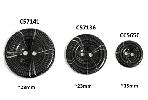 AERZETIX - C57141 - Lot de 10 Boutons à coudre ronds à lamelles intégrées 44L L44 Ø28x4 mm à 2 trous - couleur noir - en plastique - ouverture 2.5 mm - pour mercerie couture vêtement tricot décoration