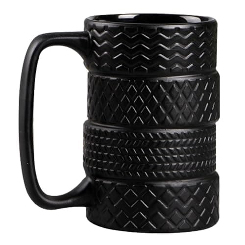 Tasse de nouveauté de pneus, tasse de pneu en céramique de grande capacité 3D grande tasse de voiture avec poignée portable tasses de pneu à café frais pour les amateurs de voitures ménagers de