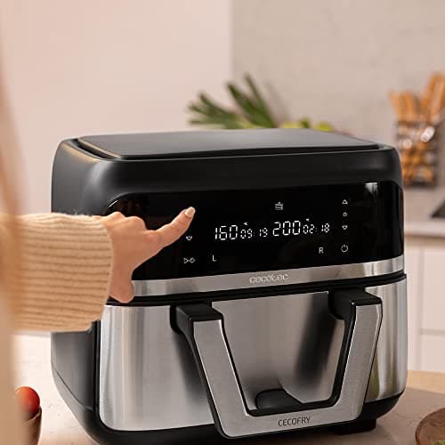 Cecotec Air Fryer Cecofry Dual 9000. Friteuse à Air sans Huile, 9L, 2850W, 6 Modes, Technologie PerfectCook, Design Compact et Panneau Tactile Multifonction