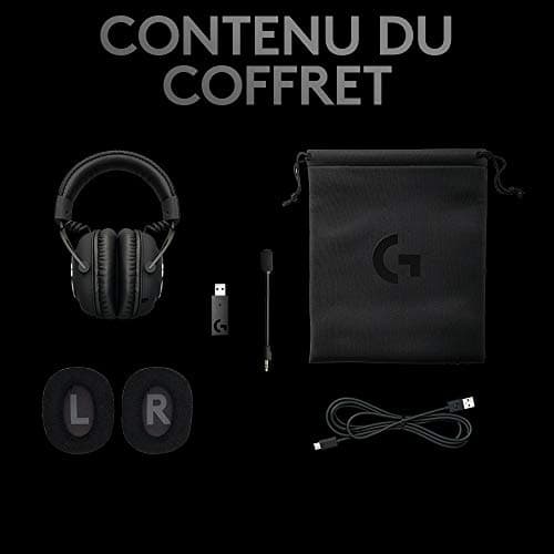 Logitech G PRO X LIGHTSPEED Casque gaming sans fil avec technologie de filtre de micro Blue VOICE, transducteurs PRO-G 50mm, DTS Headphone: X 2.0, 20 heures de batterie, PC, PS5, PS4, Switch - Noir