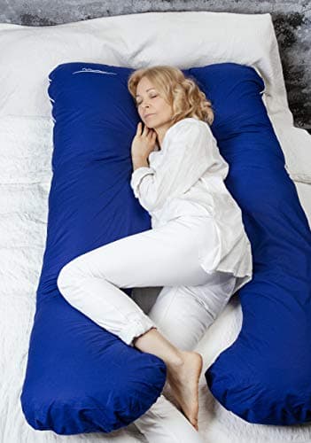 MAKOSAS Coussin Confort Original - Coussin orthopédique rafraîchissant de qualité supérieure - Coussin de Corps - pour Un Meilleur Sommeil et Contre Les maux de Dos, 100 x 150 cm (Coton - Bleu)