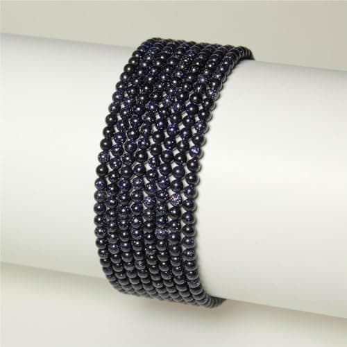 MJDCB 225pcs Petites Perles de Pierre 3mm Grès Bleu Pierres Précieuses Ronde Lisse en Vrac pour La Fabrication de Bijoux Bracelets Boucles D'oreilles Colliers Accessoires