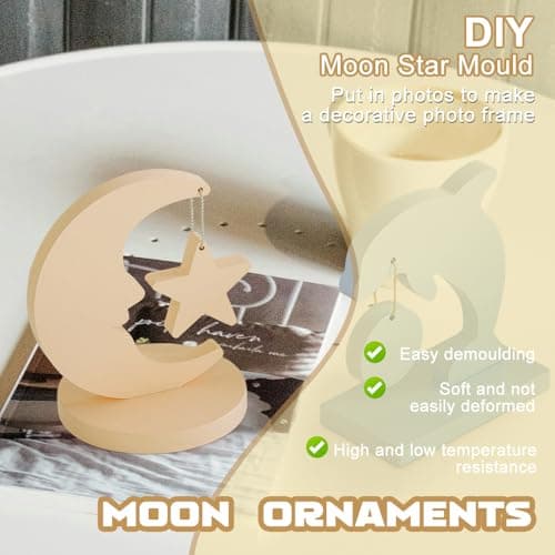 Rongxze Moule pour Resine Epoxy, Moules en Silicone pour Cadre, Moules en Résine de Silicone pour la Fabrication de Lune, Étoile, Mariage Anniversaire Accueil Décoration, Cadeaux Faits à la Main