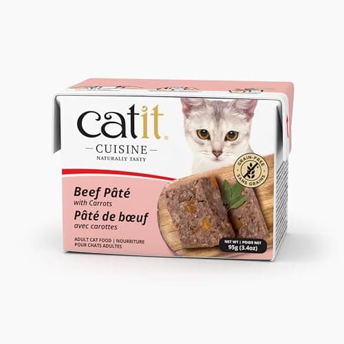 Catit Cuisine Pâtée pour Chats, Pâté à la Viande de Bœuf et aux Carottes, Aliment Complet, 95 g, sans Céréales, Haute Teneur en Viande