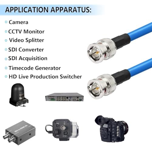 Superbat Câble BNC Câble Vidéo SDI 12m 3G/6G/12G (Belden 1694A, 75Ohm) Mâle à Mâle pour Caméras et Équipements Vidéo Supporte HD-SDI/3G-SDI/4K/8K, Câble Vidéo de Précision (1 pièce)
