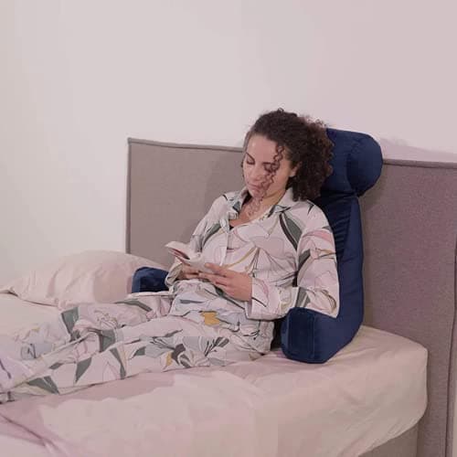 Bananair Coussin de Lecture - Doux et Confortable - Soutien Dorsale Optimale - Accoudoirs Pratiques et Assise Ergonomique - Oreiller de Lecture, Fauteuil de Lecture (Bleu)