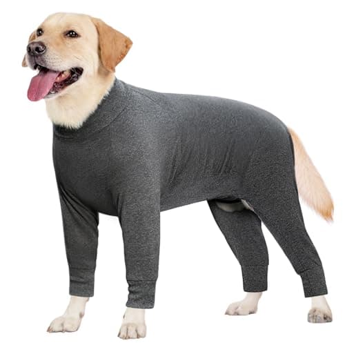 Oslueidy Ensemble de Récupération Post Chirurgicale pour Chien, Combinaison Pyjama pour Chien Corps Entier Grande Taille Moyenne Chien Récupération Ensemble Chirurgical Anti Léchage (Gris Foncé, XL)