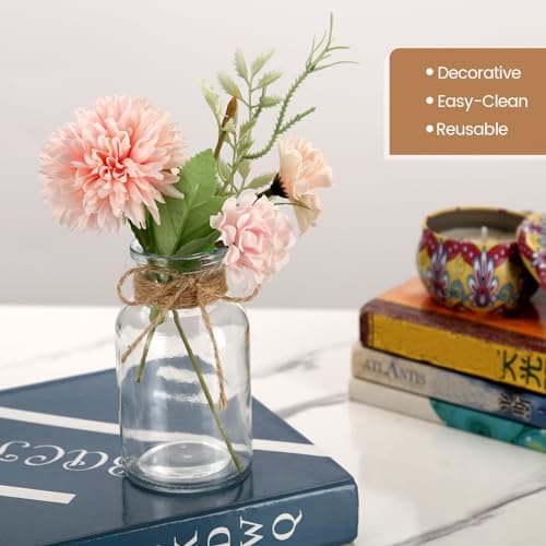 Lannvan 12 Mini Vases en Verre - Petits Vases pour Decoratifs de Table Mariage - Vases Décoratifs avec Ficelle - Mini Vase en Verre pour Décorations de Table Moderne - Lave Vaisselle - 130ml