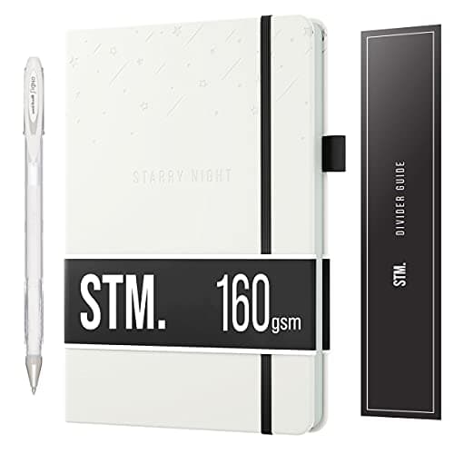 Scribbles That Matter Papier noir B5 Bullet Dotted Journal + Stylo gratuit! B5 Starry Night by Ton carnet pointillés rigide 160 g/m2, épais résistant aux saignements pour le travail (7 x 10)