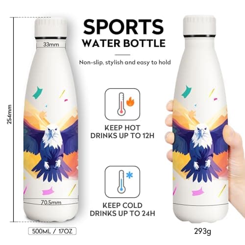 KollyKolla Gourde Isotherme 500ml, Bouteille Isotherme Personnalisée, Bouteille Isotherme Double Paroi, Gourde Reutilisable sans BPA, Bouteille Isotherme pour Enfant, Adulte, l'école, Fitness