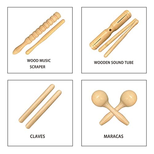 Instruments de Musique en Bois pour Tout-Petits & Bebe, Ulifeme Enfant Instrument de Musique Enfant 3-6 Ans, Petit Instrument de Musique en Bois Set Instrument Musique Enfant Kit Instrument de Musique