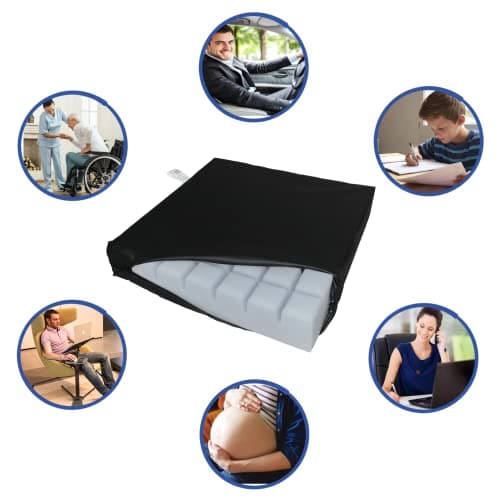 Gar Medical Coussin Anti-escarres à Fentes, Coussin pour Fauteuil Roulant, Coussin Orthopédique pour Coccyx et Lombaire, Housse imperméable et Respirante, Rembourrage en Mousse HR Comfort.