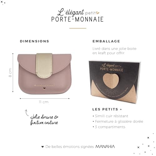 Manahia Porte Monnaie Femme - Marraine d'amour - Cadeau Marraine - Cadeau Marraine Anniversaire - Annonce Marraine - Demande Marraine - baptême - Portefeuille Femme