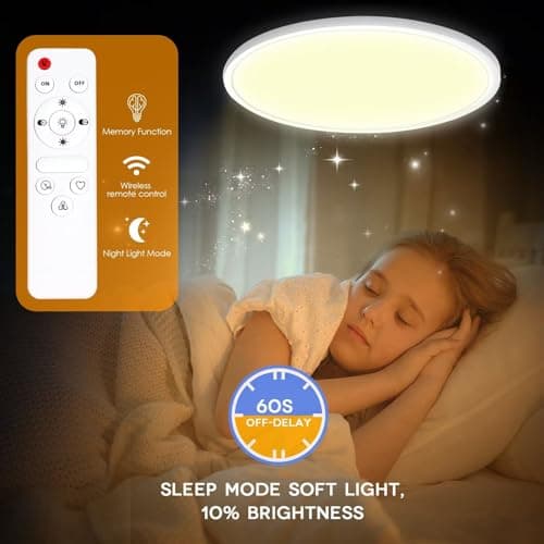 Yexati Plafonnier LED Dimmable, 24W 3000K-6500K 3200LM Plafonnier Télécommande, IP54 Luminaire Plafonnier Lampe Plafond Moderne Rond pour Salle de Bain, Chambre, Cuisine, Salon, Balcon 29.5CM