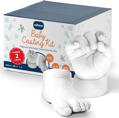 Niimo Kit de Moulage Main et Pied Bébé 3D - Non Irritant et Non Toxique avec 2 Sachets d’Alginate et 2 Sachets de Poudre de Moulage, Cadeau Souvenir Personnalisé, Capacité 2 Moulages