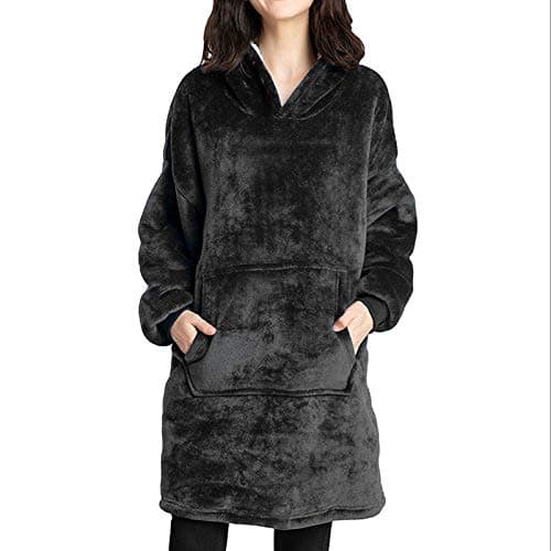 Sweat à Capuche Super Dalian, Veste à Capuche Double Face Super Confortable et épaisse avec de Grandes Poches, Convient aux Hommes et aux Femmes Adultes - noir - taille 1