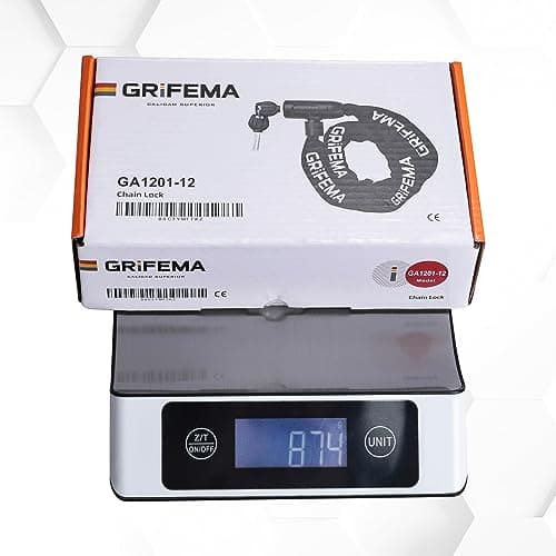 GRIFEMA GA1201-12, Chaîne Antivol Vélo 120 CM, Chaîne Cadenas Vélo pour Vélos, Motos, trotinette electrique, Portails, Noir
