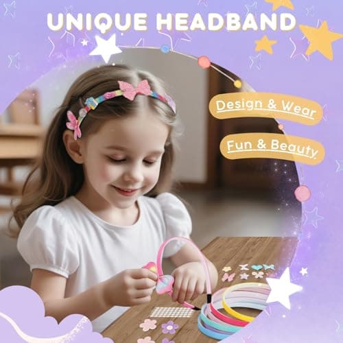 Kit de Fabrication de Bandeaux pour Filles, Accessoires pour Cheveux Bricolage, Jouet pour Enfant 5-12 Ans, Serre Tête Bricolage, Bandeau Artisanat Filles, Cadeau Creatif pour Fille Enfant