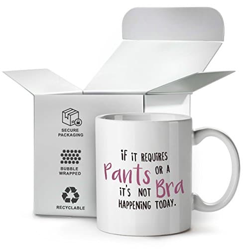 Wellcoda Non Soutien-gorge Non Un pantalon Mug en céramique, Paresseux Tasse - Grande, poignée facile à prendre, impression recto verso, idéale pour les buveurs de café et de thé By