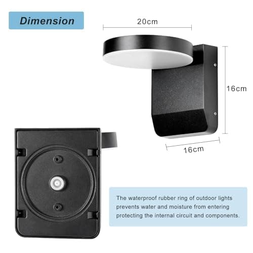 Applique murale extérieure, éclairage extérieur IP54 résistant aux intempéries, alimentation secteur, lampe murale extérieure 20 W pour porte d'entrée, porche, jardin, lumière naturelle 4000K
