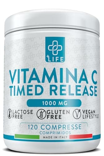 Vitamine C 1000mg à Libération Prolongée 120 Comprimés PiuLife® Supplément Vitamine C Naturelle Acide Ascorbique, Antioxydant, Defense Immunitaire Adulte, Vit C Vitamine Boost Énergie Puissant