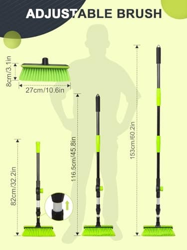 151cm PBT 180° Brosse Lavage Voiture Rotative Manche Long La Nouvelle TêTe Brosse N’Est Pas Facile à Produire Cheveux Flottants pour Balayage Neige SUV Truck RV Caravan Nettoyage IntéRieur ExtéRieur