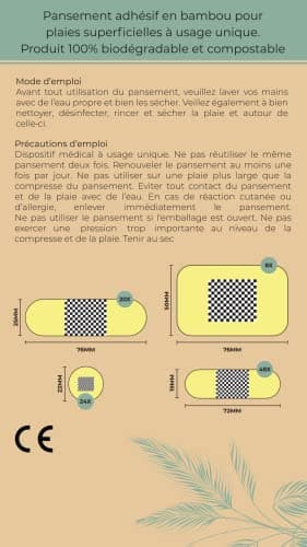 Pansements Hypoallergéniques en Bambou - Enfants ou Adultes - Sans Latex, sans Plastique - Peaux sensibles ou normales - 100% Biodégradables - 100 pièces - 4 tailles