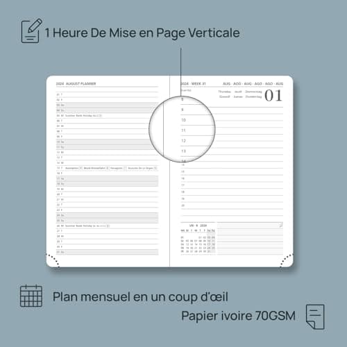 POPRUN Agenda de poche 2025 Journalier 16 x 10,5 cm - Couverture Souple en PU Cuir, 1 Page par Jour A6 petite Agenda, D'Jan 2025 à Déc 2025, Signet à 2 rubans, Papier 70 g/m2, Bourgogne-BY