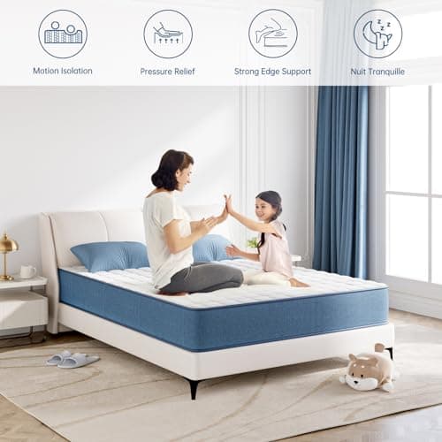 Matelas Hybride 140x190cm - 20cm d'Épaisseur | Ressorts Ensachés Indépendant + Mousse à Mémoire de Forme | Confort 7-Zones & Durabilité, Matelas de Lit d'adulte 2 Personnes, Support Endurant