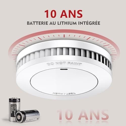 RUNIDUR Détecteur de Fumée de Set sans Fausses Alarmes, Alarmes D'incendie sans Clignoter pour Un Collage, des Détecteurs D'incendie pour 10 Ans de Batterie, Blanc, Lot de 3