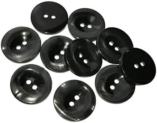 AERZETIX - C57134 - Lot de 10 Boutons à coudre concaves ronds Ø25x4 mm à 2 trous 40L L40 - couleur noir - en plastique - ouverture 3 mm - loisir créatif mercerie couture vêtements décoration