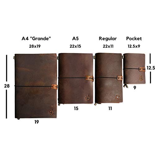 Carnet De Voyage En Cuir - Journal De Voyage Rechargeable Wanderings® - Journal En Cuir Véritable Fabriqué À La Main Pour Écriture, Poètes, Voyageurs, Planificateur De Vie - Inserts Vierges
