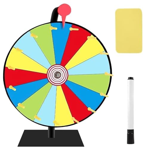 Abiemuce Roue de la Fortune, Roue de la Fortune à Faire soi-même, Roue de Prix Tournante avec Gomme et marqueur, Roue de récompense de 12' 15 emplacements, pour Jeux de Mots, Halloween, Noël