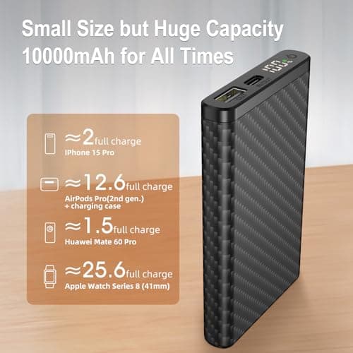 KLARUS Chargeur Portable ultraléger 10 000 mAh Power Bank Batterie Externe, entrée et Sortie USB C, Charge Rapide, adapté à la Plupart des Téléphones Portables, Lampes de Poche, Lampe Frontale, etc.