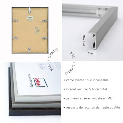 DEHA Design cadre en aluminium Tribeca, 21x29,7 cm (A4), Structure argent mat