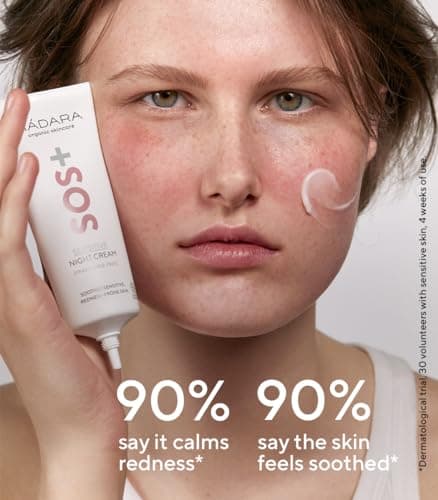 MÁDARA Organic Skincare | Crème de nuit SOS+ SENSITIVE, 70 ml - Hydratation apaisante pour les peaux sensibles sujettes aux rougeurs, prouvée dermatologiquement pour calmer les rougeurs