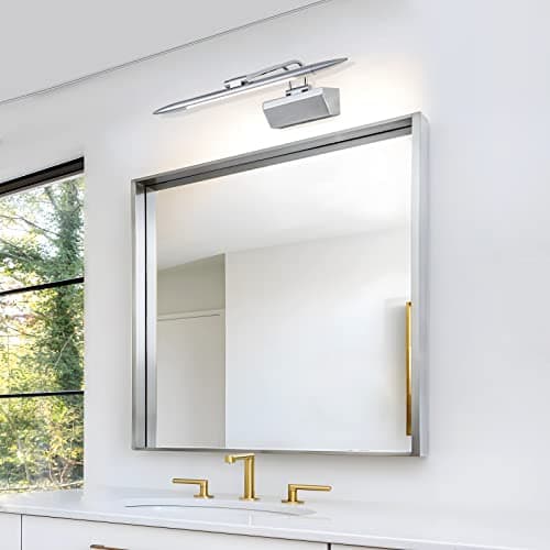 TYhogar Dimmable Applique 42CM IP44 Vanité Salle De Bains Miroir Lumières Intérieur Éclairage 6W 4000K Chrome Poli Appliques Murales Lampes de Lecture Moderne Appliques Pour Tableaux et Vitrines