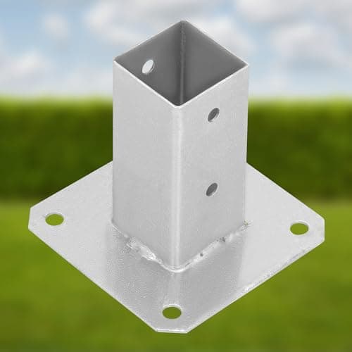 KOTARBAU® Support Poteau a Visser 50 x 50 mm Carré Manchon de Sol Support de Poteau Ancre de Poteau en Acier Galvanisé à Chaud Argent Support Poteau Bois Fixation Poteau Bois