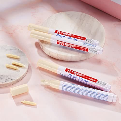 Outus 6 Pièces Stylo de Carrelage Stylo de Restauration de Coulis Mural Marqueur de Réparation Stylo Remplissage de Coulis pour Restauration Coulis de Carrelage Mur Sol Cuisine (Beige)