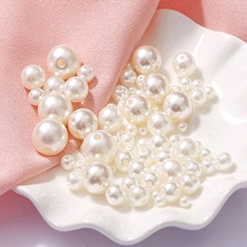 Élégant Perle Bijoux 180 Pièces 12mm Plastique Perle de Decoration/les DIY Bijoux Colliers/Decoration Mariage/Fête d'anniversaire Décoration Vase Maison (Blanc 12mm)