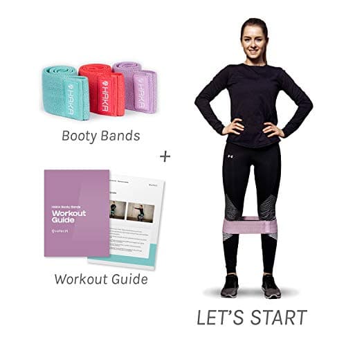HAKA Booty Bands Lot de 3 bandes de fitness élastiques [antidérapantes et indéchirables] – Lot de bandes de résistance en tissu idéal pour l'entraînement des jambes et des fesses, avec eBook (français