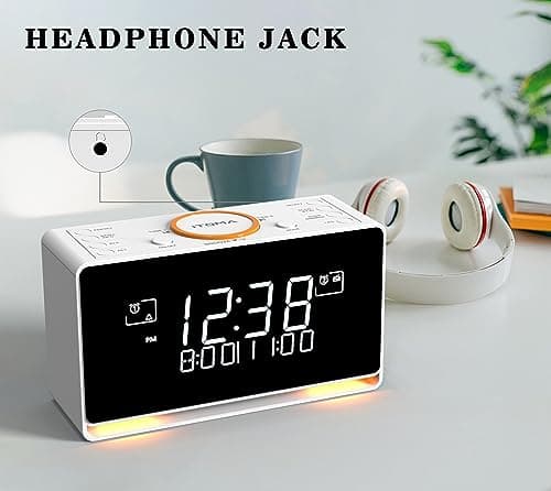 iTOMA Réveil Radio Dab et FM avec 40 presets, Bluetooth, Double Alarme, minuterie de Sommeil, contrôle de Gradation, Chargeur USB et Prise Casque 728