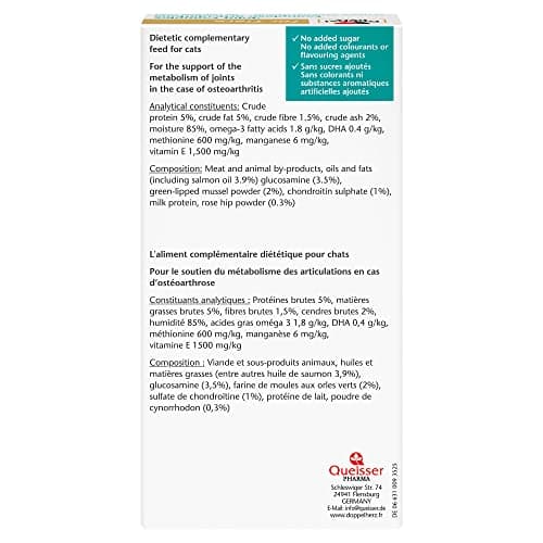 Doppelherz Complexe articulations pour Chats, Soutien du métabolisme des articulations en Cas d’ostéoarthrose, Acides Gras oméga-3, vitamines E et A, 25 Licks