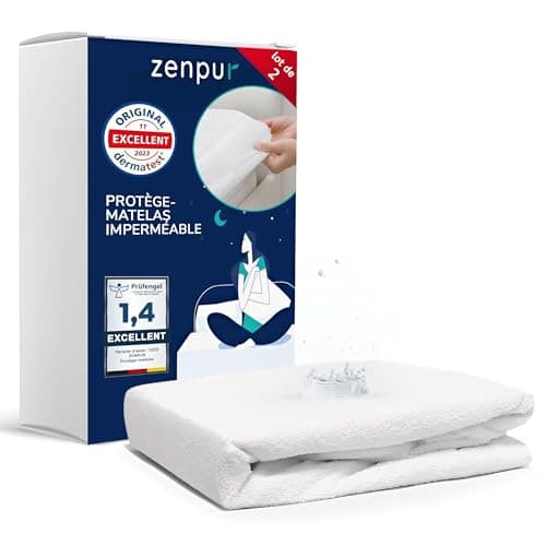 ZenPur protège-Matelas 80 x 200 cm, Lot de 2 - Fabriqué dans l'UE - Certifié Oeko-Tex Standard 100 - en Coton - Imperméable et Durable - Protection et Confort en Un
