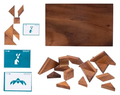 Engelhart - 350103 - Double Tangram en Bois Animaux - Puzzle en Bois - Jeu en Bois Ecologique - 1 et 2 Joueurs - 4 Ans et Plus