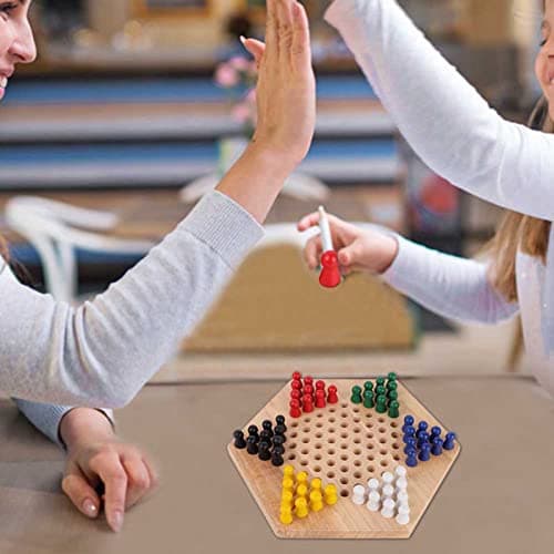 Drfeify Jeu de société de Dames Chinoises Enfants Classique Jeu de société éducatif en Bois Halma pour familles