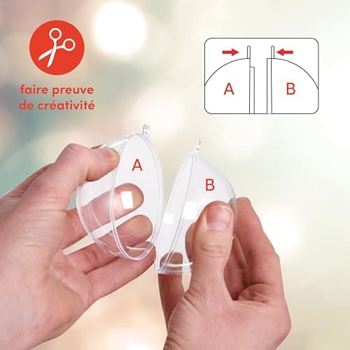THE TWIDDLERS 48 Boules de Noël Transparentes à Remplir & Décorer (6cm) - Ornement de Sapin à Suspendre Personnalisé - Déco DIY pour Noël, Mariages, Anniversaires, Fêtes