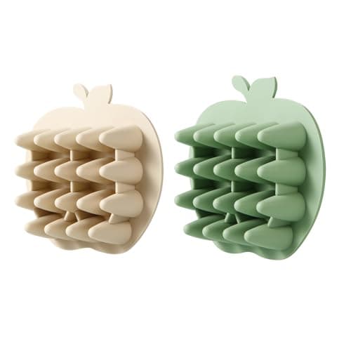 PandaEar Plateau Congélateur en Silicone pour Bébé, Lot de 2 Plateaux pour Bébé pour Fruits et Aliments, Conteneur de Stockage en Forme de Bac à Glaçons - Vert et Beige